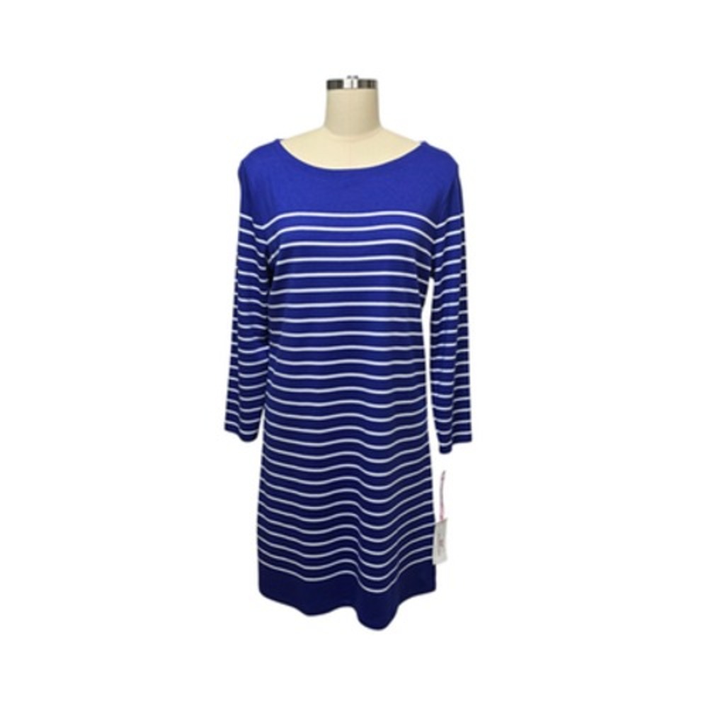 Vineyard Vines Dress Womens Large Blue White Boatneck Simple‎ Tee Striped Knit